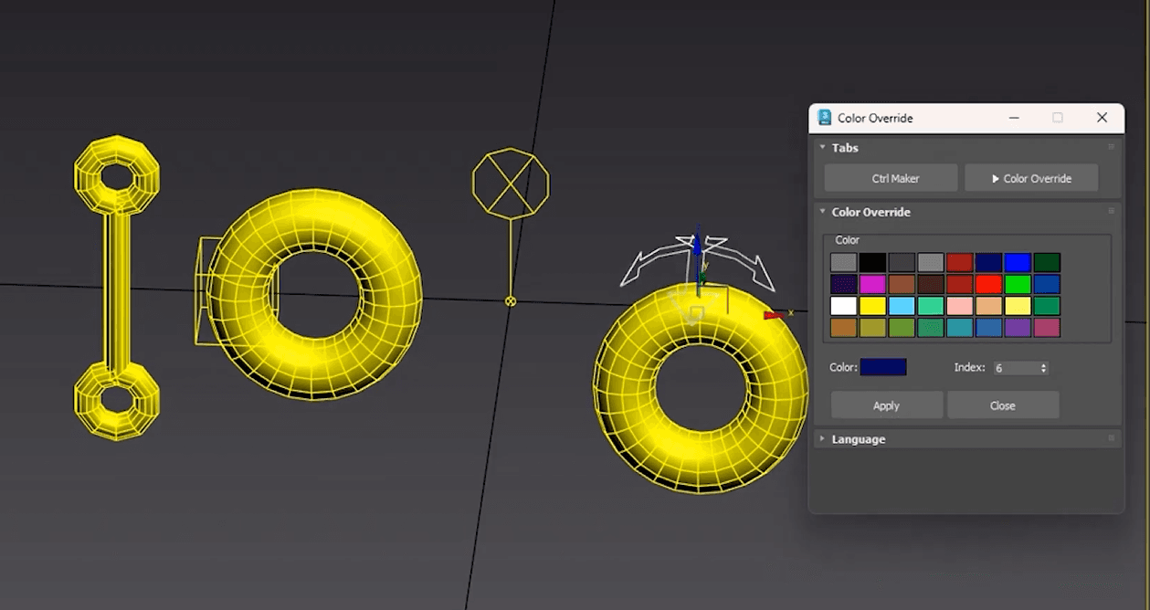 Multi Rigging Tool v1.3 — 24개 컨트롤러 셰이프 + 컬러 오버라이드 (3ds Max · 4개국어) — Gallery 3